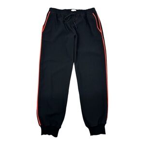 Wilfred Buffon Black Crepe Jogger Pants With Red Side Stripes size M